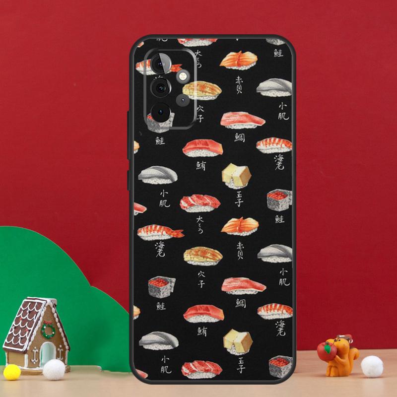 Kawaii Sushi Pattern Case For Samsung Galaxy A17 A06 A16 A56 A36 A54 A34 A14 A52 A32 A13 A23 A33 A53 A15 A35 A55