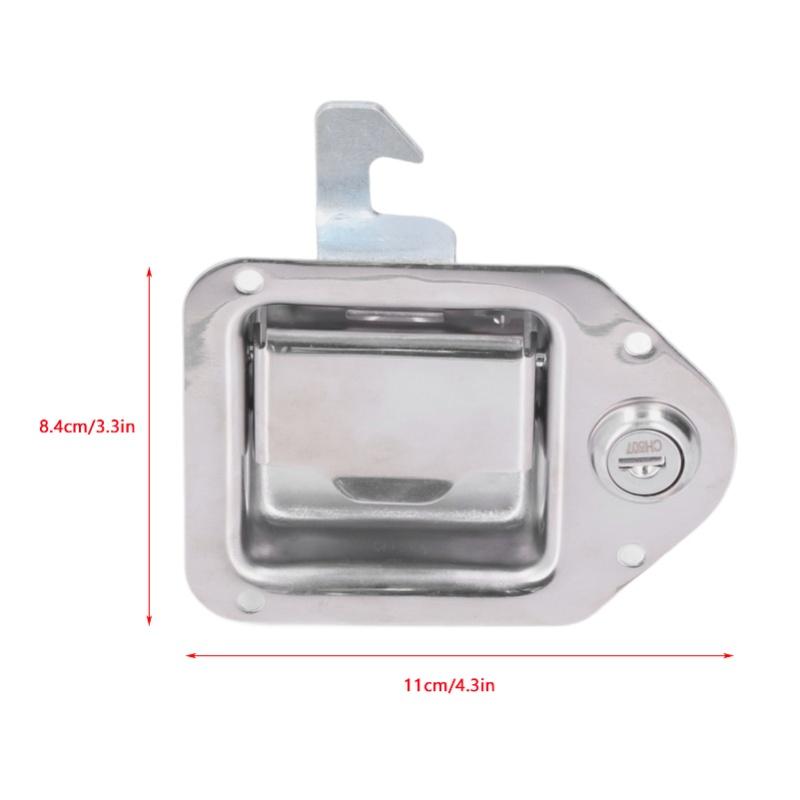 Tool Box Handle Latch With 2 Keys 304 Stainless Steel Silver Paddle Lock For Truck RV Trailer ATV UTV
