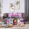 G-Gabby’s Dollhouseds Flannel Blankets Winter  Soft Throw Blanket for Girls Boys Bedroom Fluffy Bedspread Sofa Bed Cover