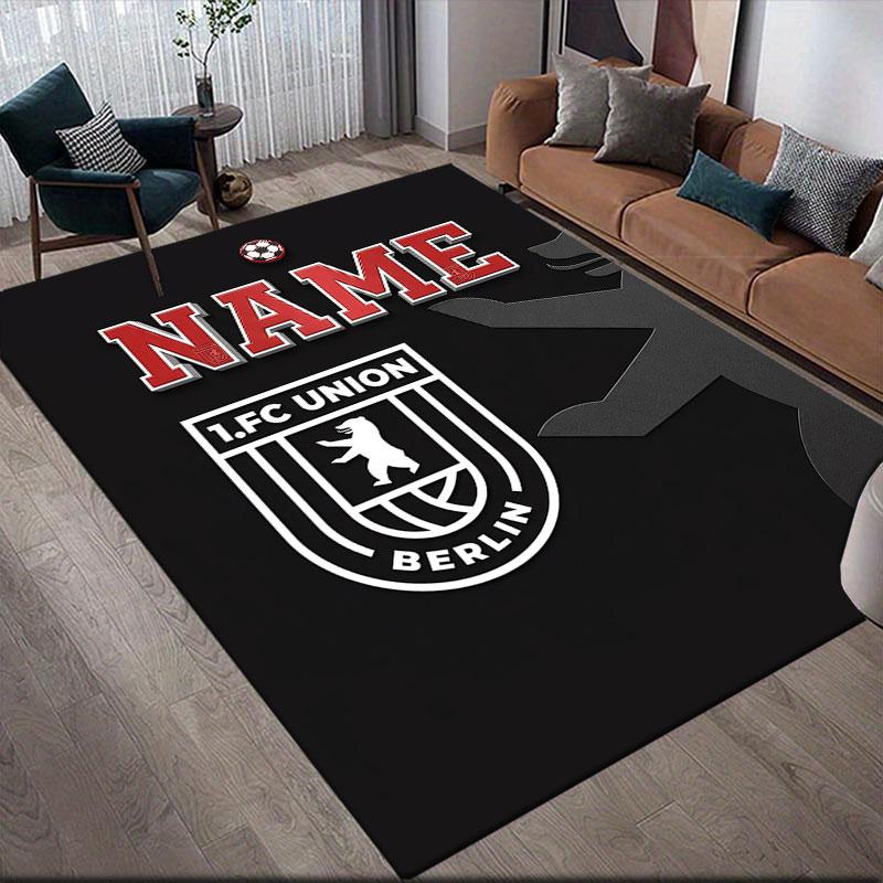 Custom Name,1.FC Union Berlin Home Sofa Decoration for Living Room & Bedroom, Non‑Slip Play Flannel Floor Mat for Game Room