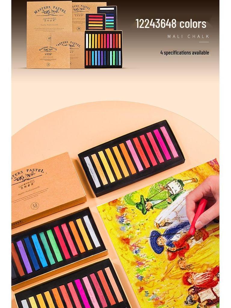 Mali Brand Pastel Chalk Set - 36 Colors Chalk Powder with Brushes for Beginners