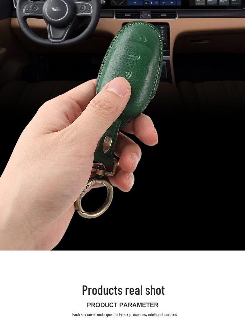Premium Genuine Leather Key Case for Ideal ONE 2020 - Vintage Cowhide Car Key Bag with Personality