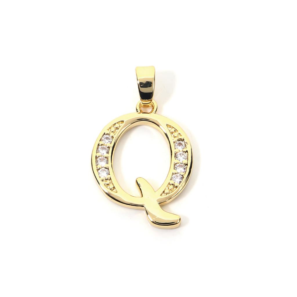 Fashion Gold Plated Letter Charms Alphabet A-Z Zircon Metal Letter Pendants For Jewelry Making DIY Bracelet Necklace Accessories
