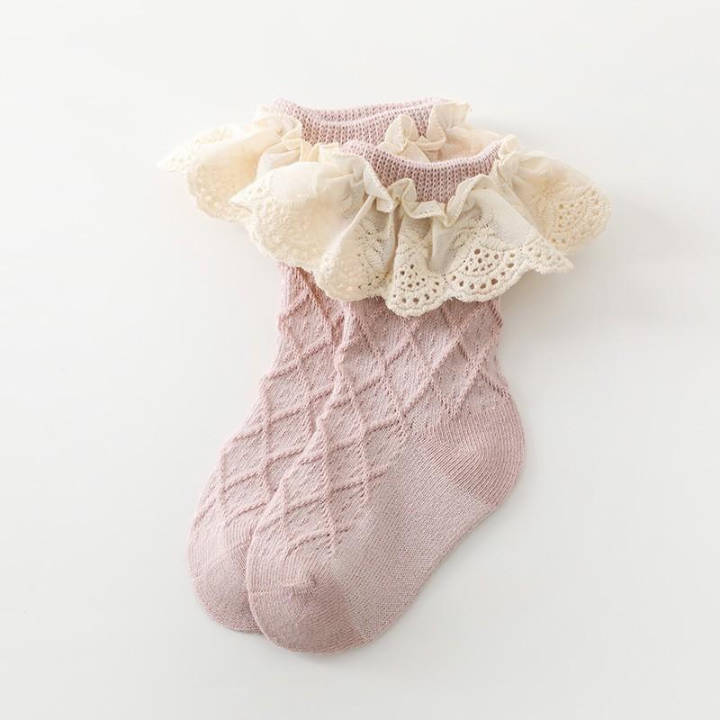 Baby Socks Spring Andautumn Styles Children's Socks Lace Socks Class A Cotton Mid-calf Socks Girls' Short Socks Infants and Toddlers 0-5 Years Old