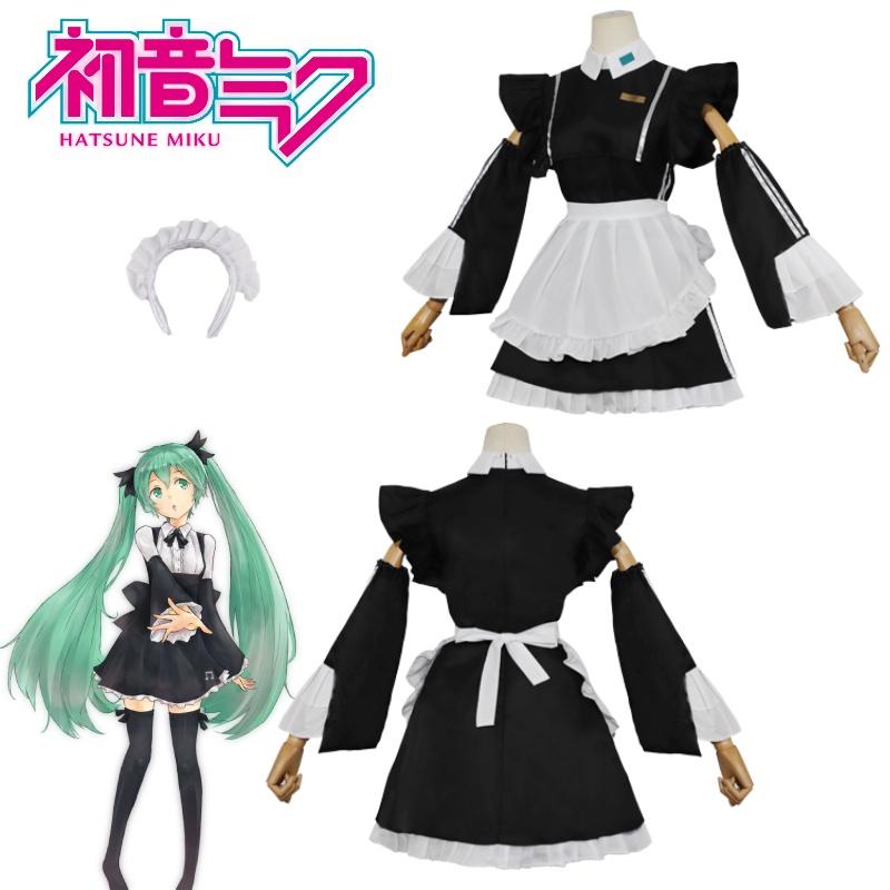 Hatsune Miku Maid Costume Sweet And Charming Black And White Dress For Cosplay Anime Fans