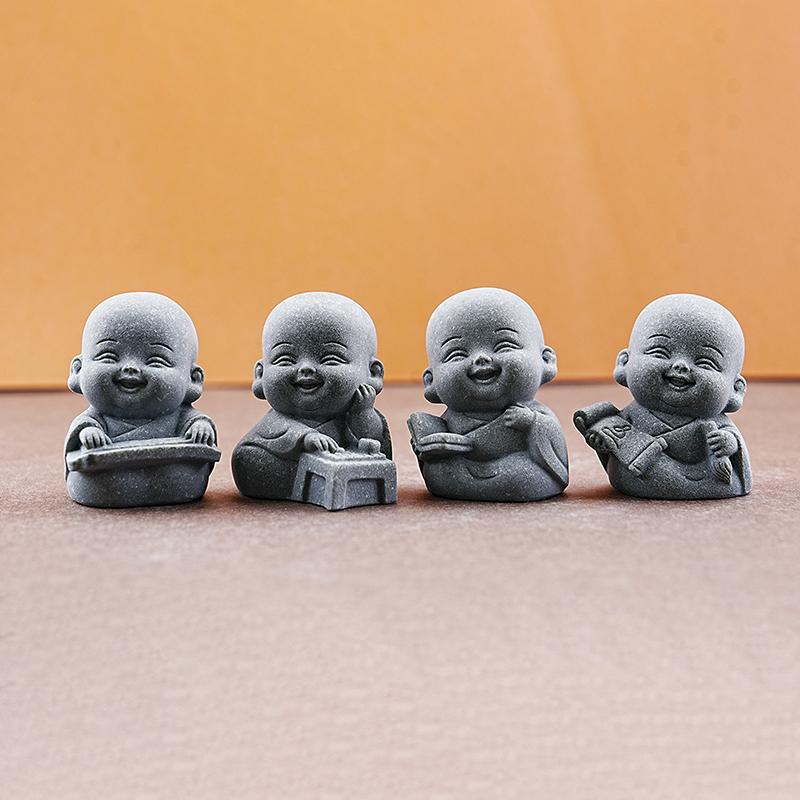 1/4Pcs Home Decor Cute Stone Little Monk Statues With Serene Zen Vibes Ornament For Meditation Space Desk Meaningful Gifts