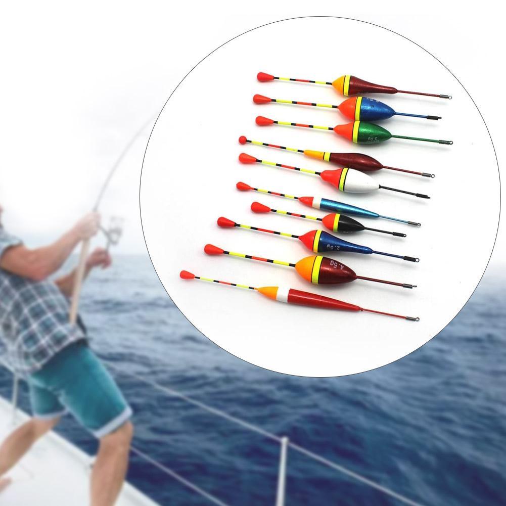 10Pcs Fishing Float Set Buoy Bobber Vertical Buoy Fish Fishing Tackle Float Lure Tools Size Flu R4H3