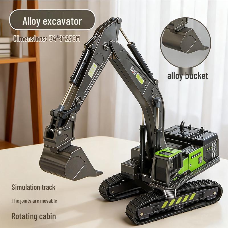 Kids' Alloy Engineering Vehicle Set: Excavator, Digger, Crane, and Earthmover Toy Models