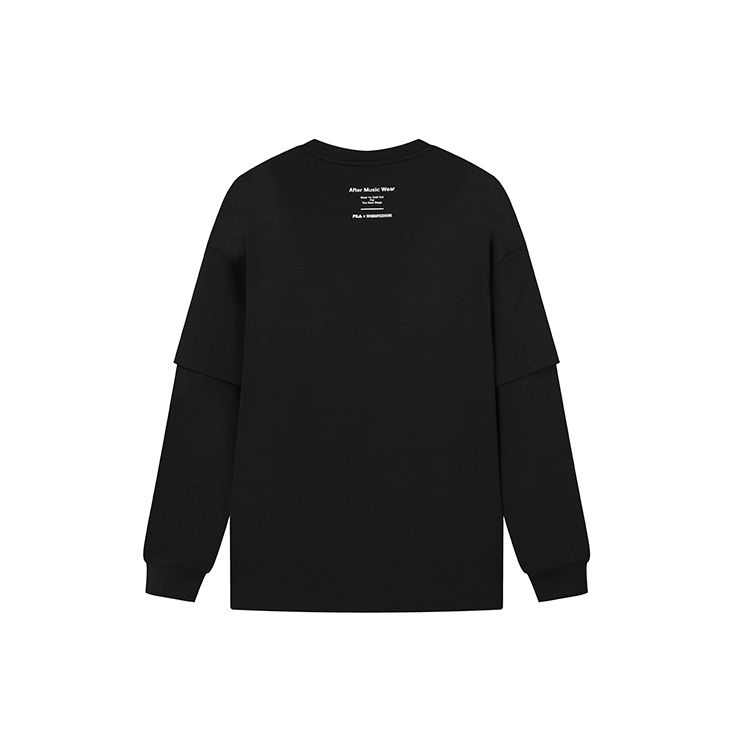 FILA X MIHARA YASUHIRO American Vintage Logo Print Layered Sports Crew Neck Long Sleeve T-Shirt Men Tops Black F11M133201F-BK