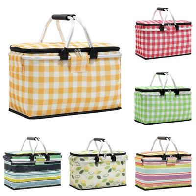 New Folding Picnic Camping Lunch Bags Insulated Cooler Bag Cool Hamper Storage Basket Bag  Outdoor Portable Picnic Basket