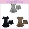 Minimalist Black Knit Dress Set With Short Sleeve Hoodie And Shorts For Casual Spring Fashion