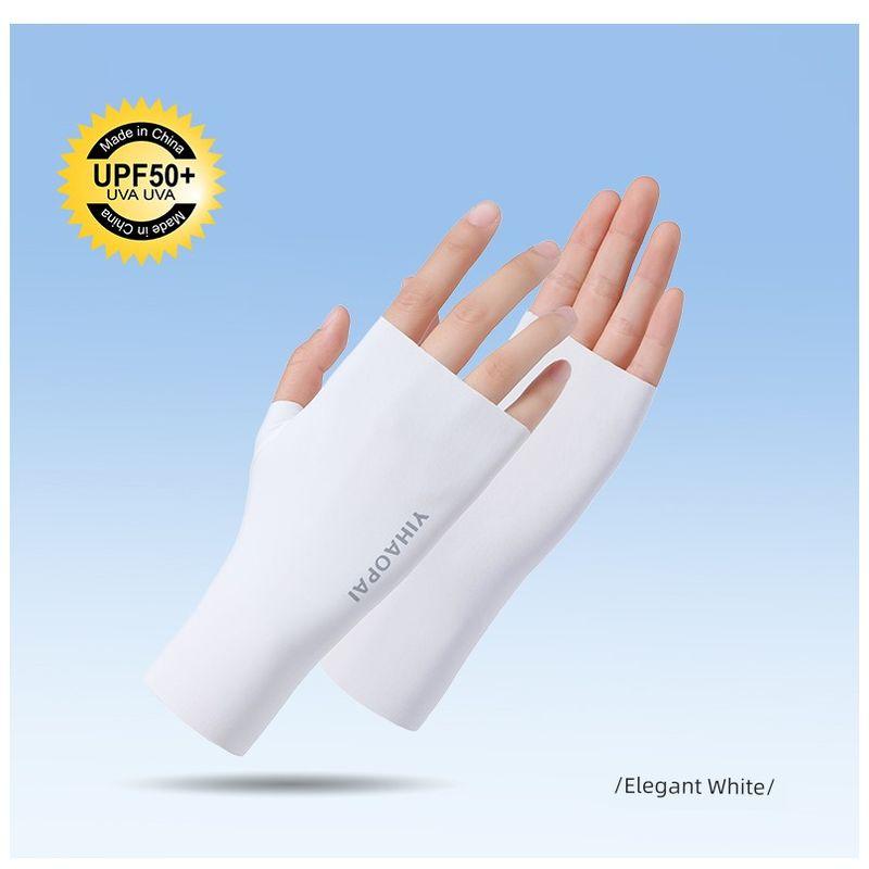

Sun Protection Gloves Women s Ice Silk Gloves Cycling Summer Sun Protection Gloves UV Refreshing Minimalist Office Manicure Wristband Elegant White