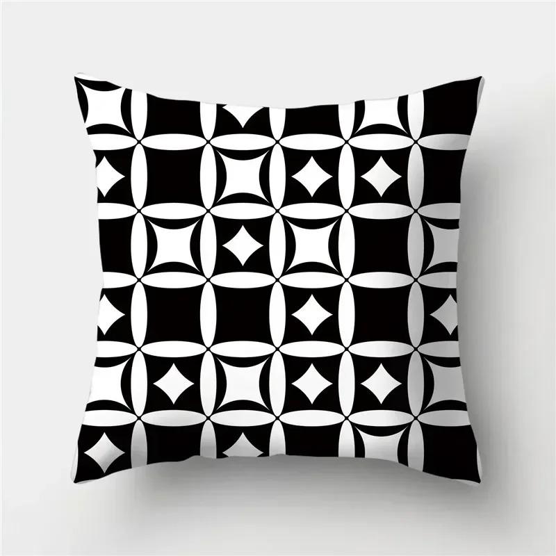 Home Deko Modern Schwarz & Weiß Gemustert Kissenbezüge Muster Kissenbezug Geeignet für Sofa Schlafzimmer Auto Kissenbezug