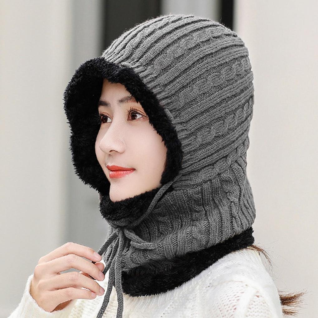 Winter cold weather gear: neck warmer, fur hat, hooded neck balaclava