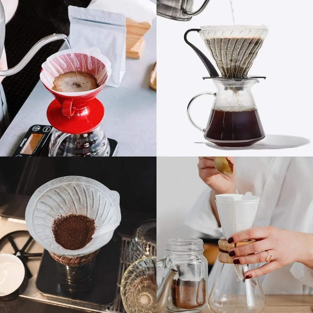 100 Coffee Filters Unbleached 01 Conical Filters, Natural Bamboo Fiber Disposable, for Manual/Portable Coffee Machines
