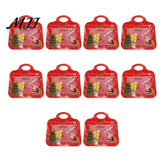 Christmas Supplies for Snacks Treat Bags with Handles, Self-Seal Candy Cookie Plastic Goodie Parties Holiday Party Favors, Clear Window Snack Pouches