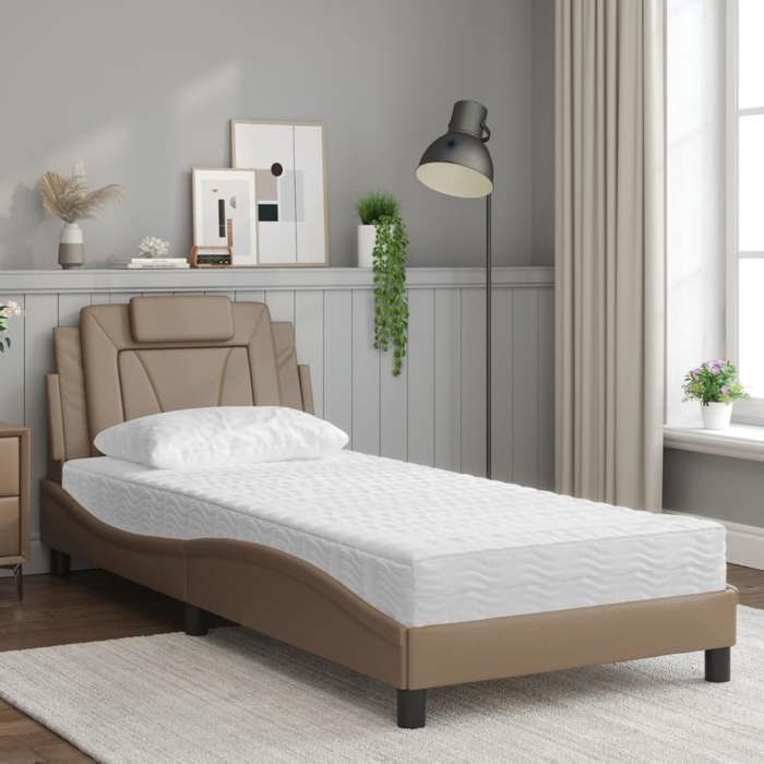 VidaXL Bed with Mattress, Upholstered Bed with Headboard Cushion, Single Bed, Adult Bed, Bedroom Furniture 3208758