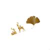 Elegant Reindeer And Ginkgo Sculptures Decorative Elk Figurines with Abstract Wall Art for Living