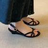 Fashion French Sandals Fashion 2025 New Summer Open-toed Roman Wedges Outdoor Comfortable High Heels One-word Buckle