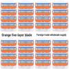 Men's 5-Layer Blade Manual Razor with Holder - Tongjili Orange