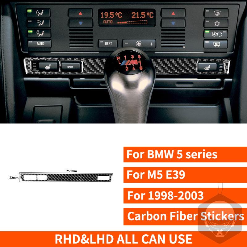 For BMW 5 Series M5 E39 1998-2003 Real Carbon Fiber Sticker Radio AC CD Shift Door Lift Panel Car Accessories Ide Decorative