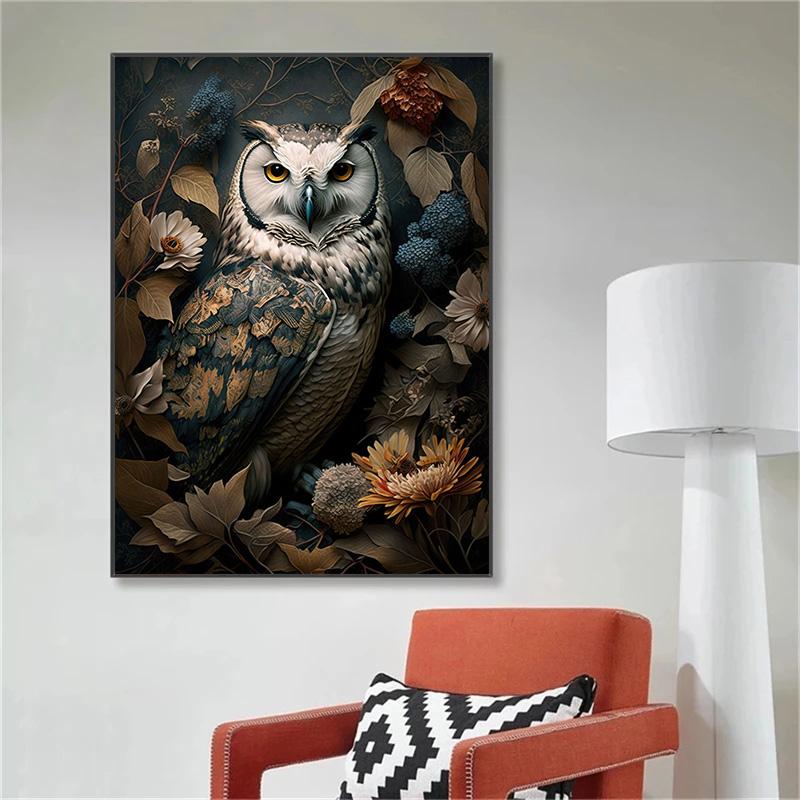 Vintage Animals In Jungle Flowers Canvas Painting Poster Print Peacock Toucan Parrot Elephant Monkey Wall Art Room Home Decor