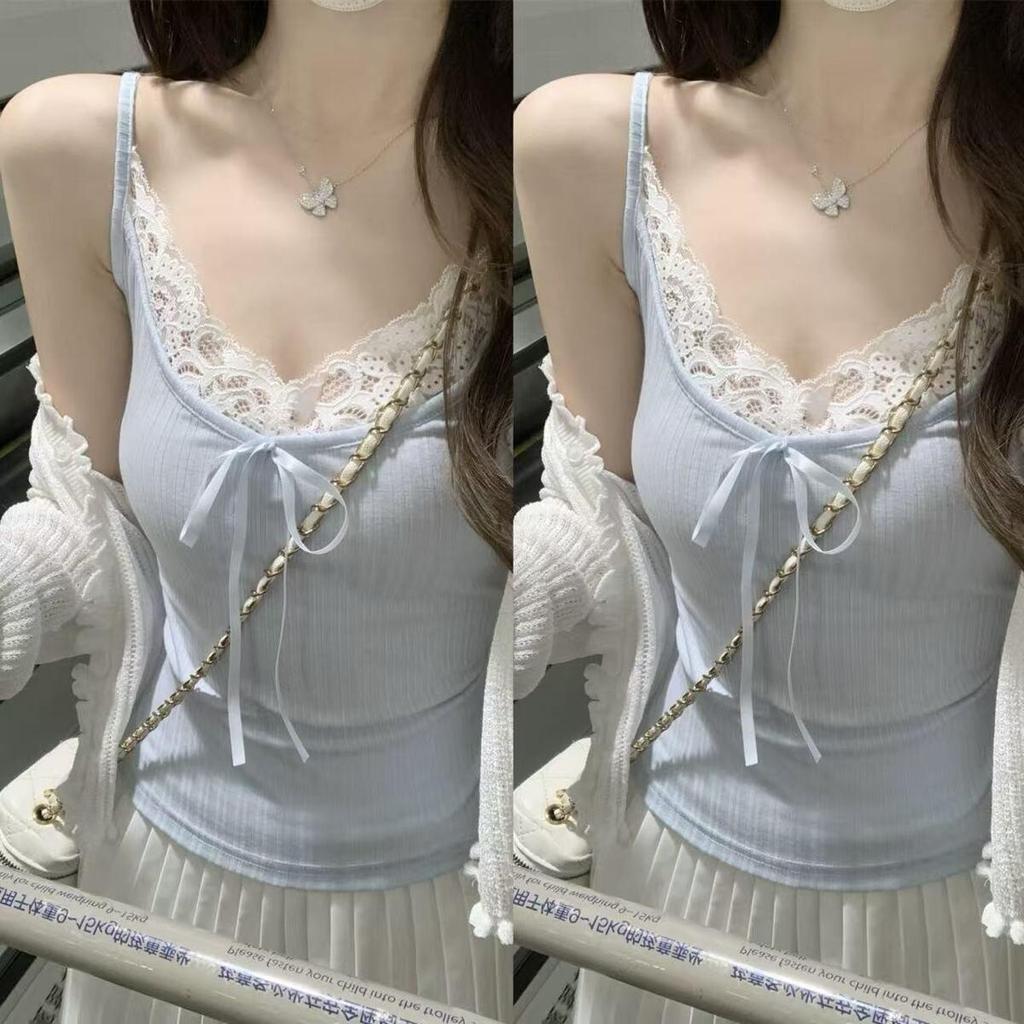 Women's Lace Bow Slim Fit Camisole - Plus Size Spring/Summer 2026