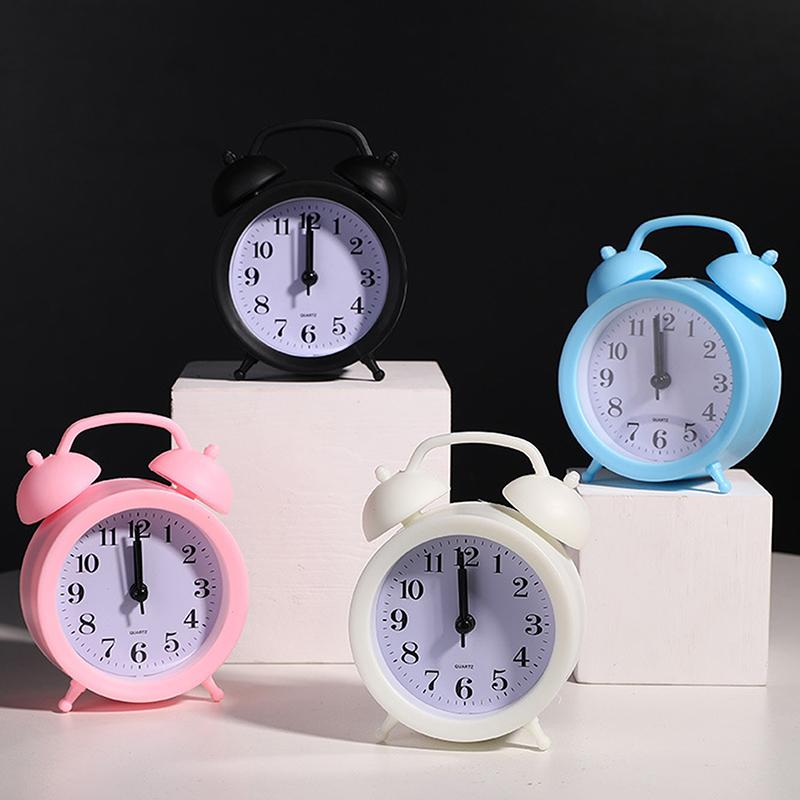1Pc Home Decoration Mini Small Alarm Clock Creative Quartz Round Alarm Clock Portable Desktop Ornaments