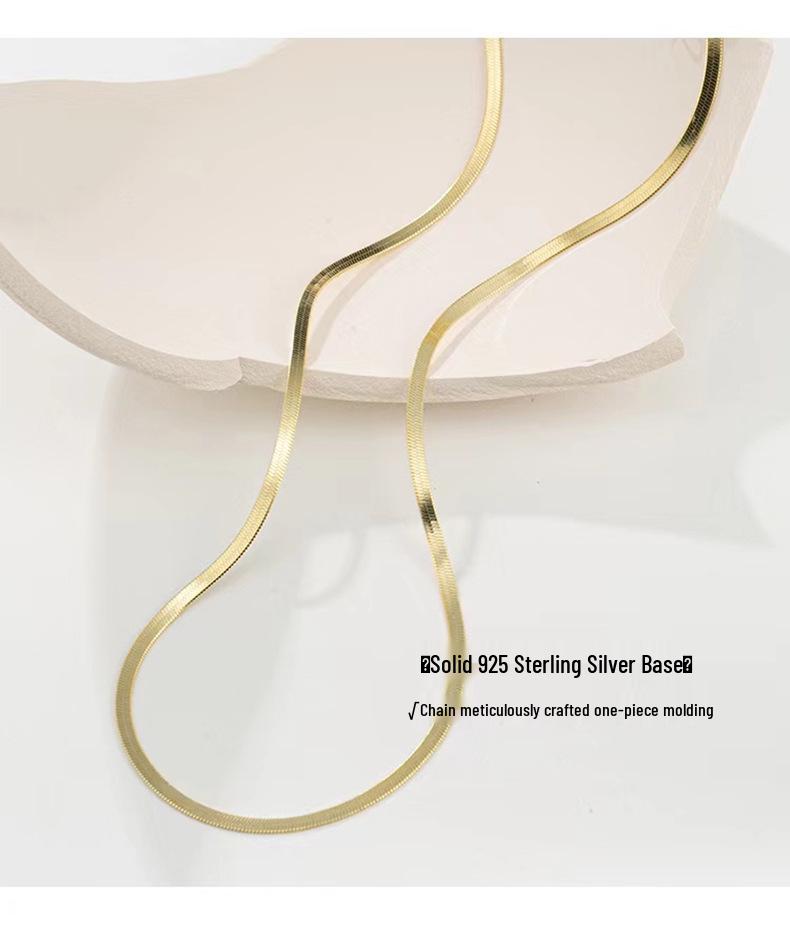 S925 Sterling Silver Elegant Snake Bone Chain Necklace - Women's Minimalist Clavicle Jewelry