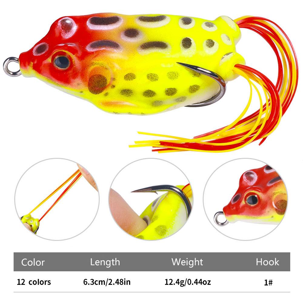 Realistic Topwater Frog Soft Bait Lure Set - Sharp Hooks for Bass and Saltwater Freshwater Fishing