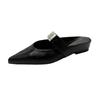 Fashion Spring Autumn 2025 Pointed Toe High Heels Women's French Style Slip-On Strap Shoes Matching Low Rubber Fashionable Slippers
