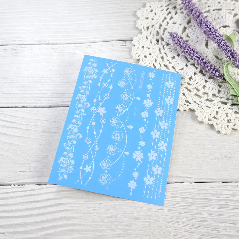 1 Sheet White Henna Tattoo Luminous Blue Face Temp Tattoo