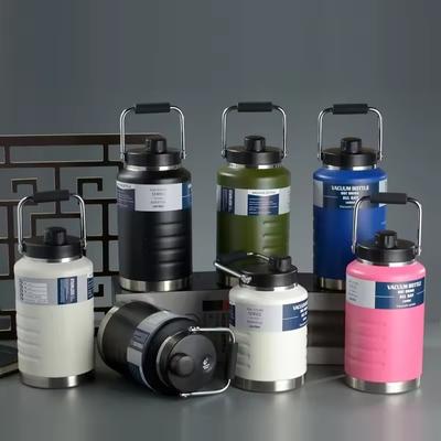 1500/2000ml Große Kapazität Outdoor Thermobecher Edelstahl Tragbarer Henkel Wassereimer Sportwasserflasche