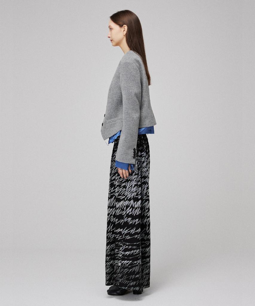 Meuameu Signature Stitch Unbalance Pin Tuck Flare Slacks