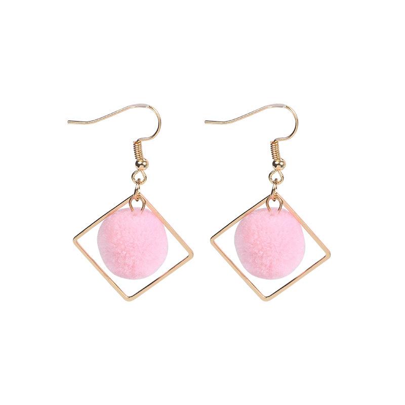 The Same Hairball Stud Earrings, Geometric Rhombus Multi-Color Hairball Earrings.