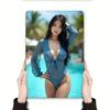 Bohemian Metall Wandkunst Aluminium 8x12 Zoll Bikini Model Strand Badezimmer Dekor Modernes Zuhause Geschenk