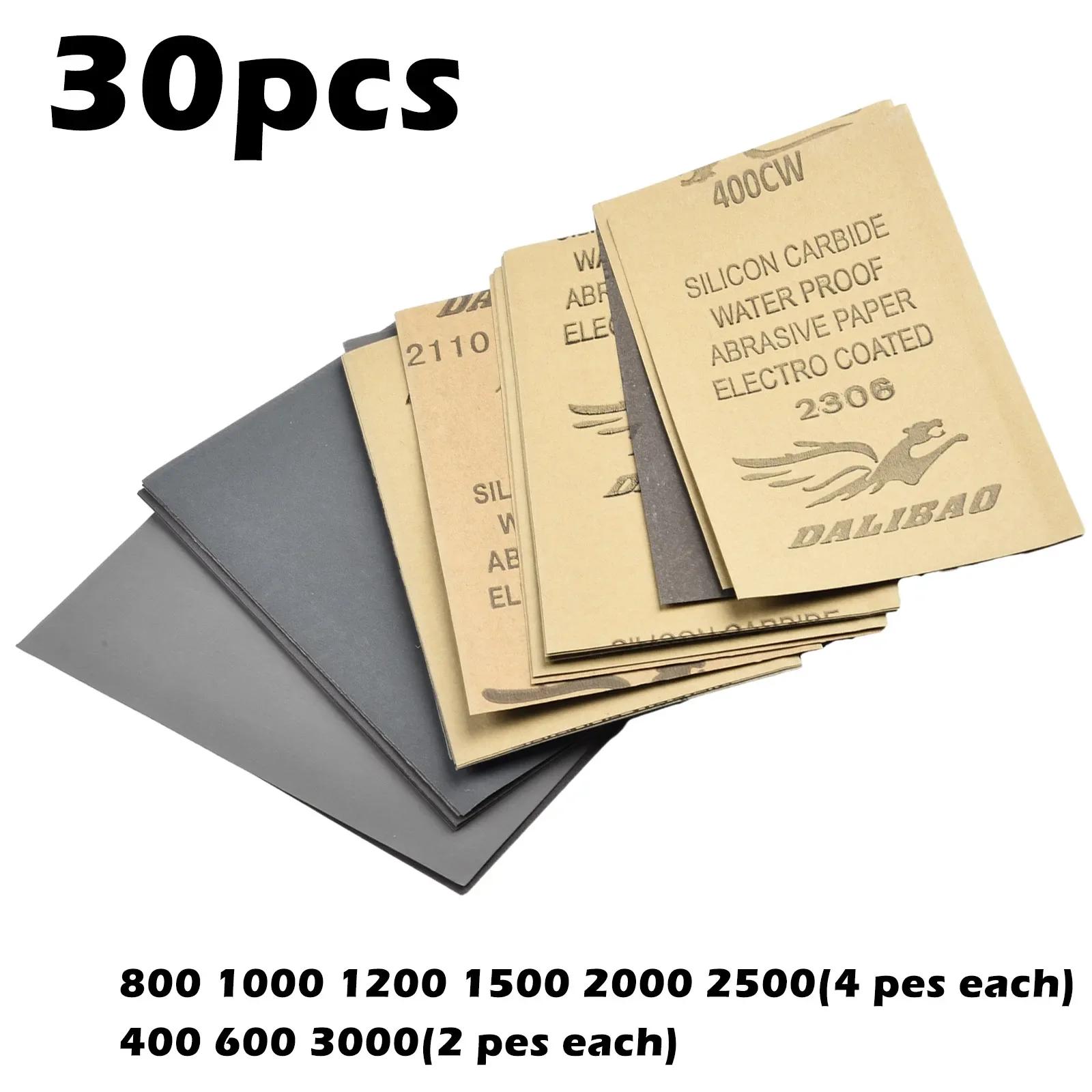 

30 Pcs / Set Water/Dry Sanding Paper 4400 600 3000 800 1000 1200 1500 2000 2500 Grit Sand Paper Abrasive Tools China Mainland