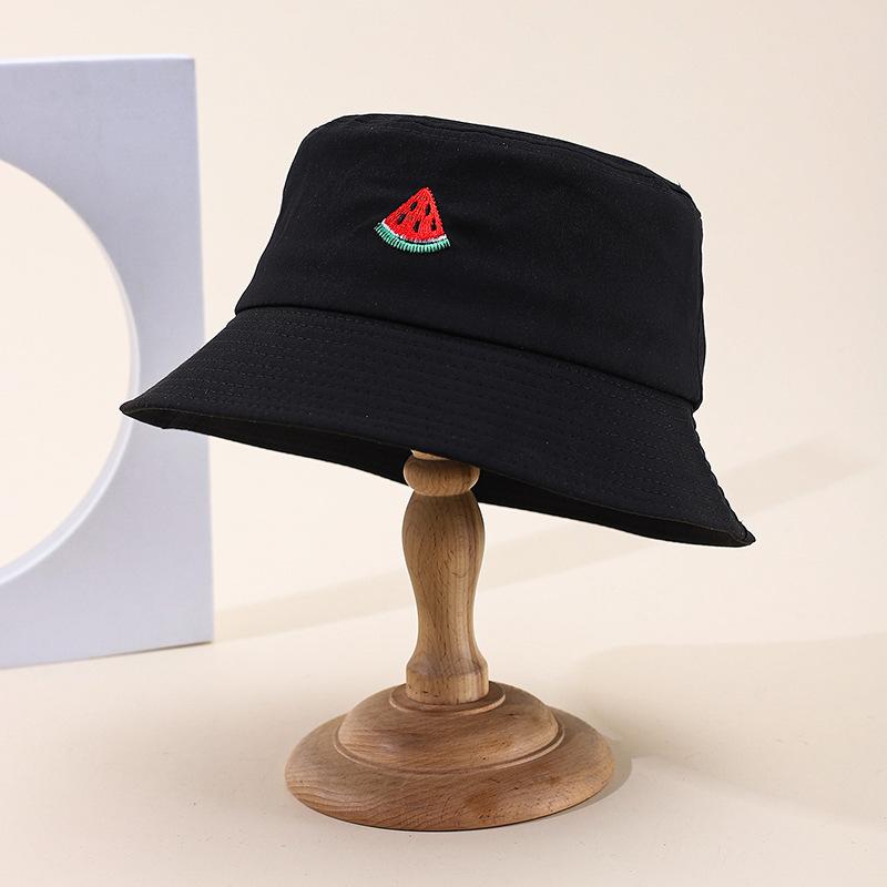 New embroidered fruit bucket hat female export double-sided can wear sunshade basin hat spot