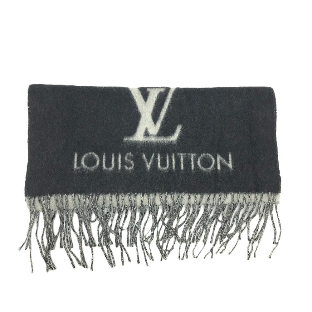 Louis Vuitton M71040 Monogram Reykjavik stole/shawl, fringe Scarf Cashmere Black