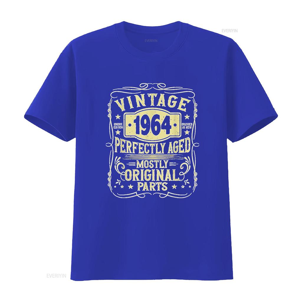 Unisexs Born In 1964 Birthday Vintage Perfectly Aged Made T Shirt Black Vintage Washed Soft Designer Clothes Slightly Breathable