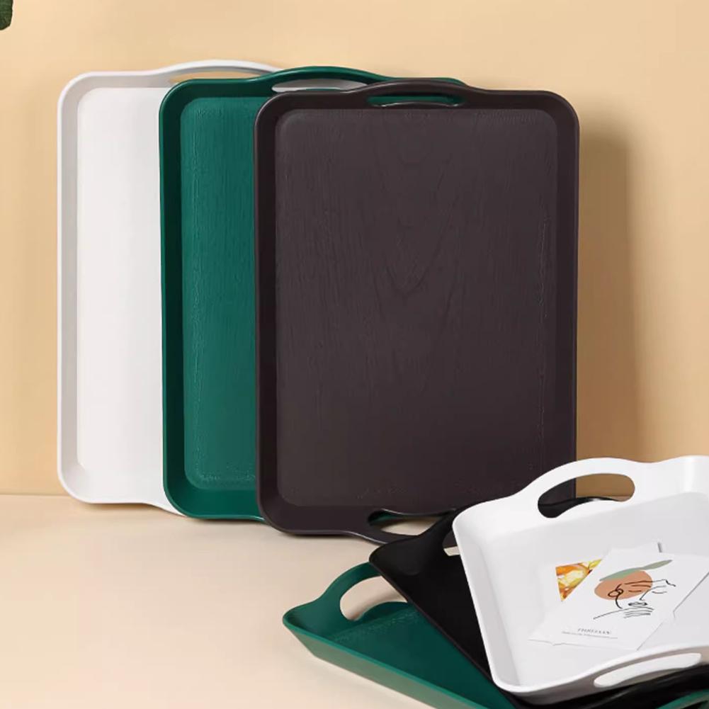 Rechteckige Serviertabletts aus Kunststoff mit Griffen, rutschfest, stapelbar, Mehrzweck-Tablett für Partys