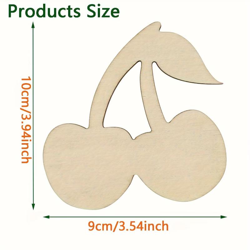 20pcs Cherry Unfinished Crafts Wood Chip Decorations Suitable For Birthday Wedding Party Desktop Decoration Diy Painting Gifts