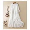 Japanese Style Summer Linen Dress Women Pure Color Slim Loose Long Dress Cotton Flowy Casual