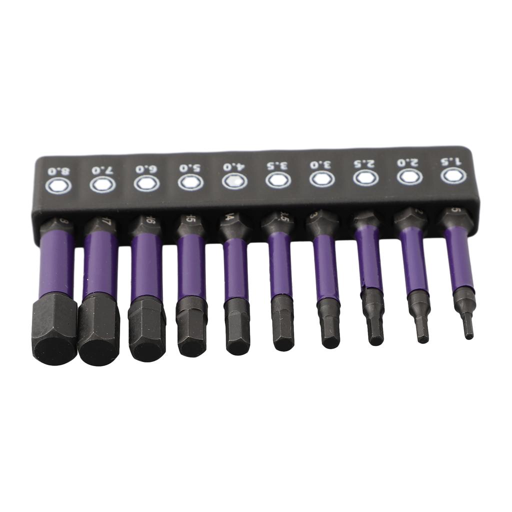 10 Pcs/set Hex Head Screwdriver Bit Set 1/4 Shank Screwdriver Bit H1.5-H6 Hexagonal Pneumatic Screw Head