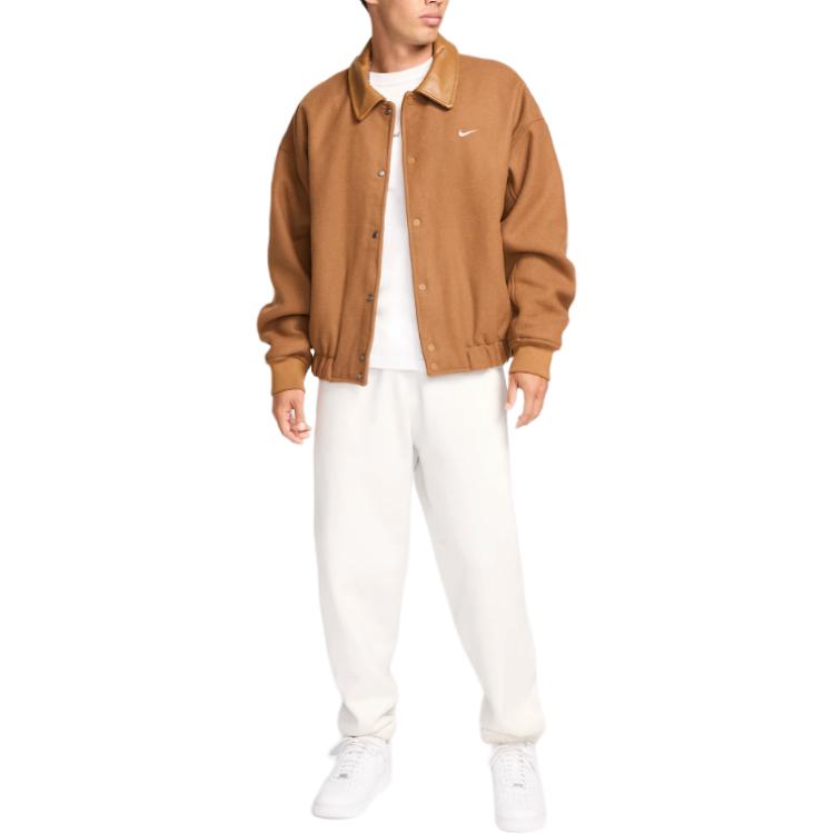 Nike Drop Shoulder Lapel Single-Breasted Long Sleeve Jacket Men Jackets Brown FZ1168-281