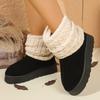 Fashion 2025 New Platform Snow Boots Women's Winter Fashion Round Toe Suede Paneled Yarn Plus Fleece Thickened Flat Cotton Boots