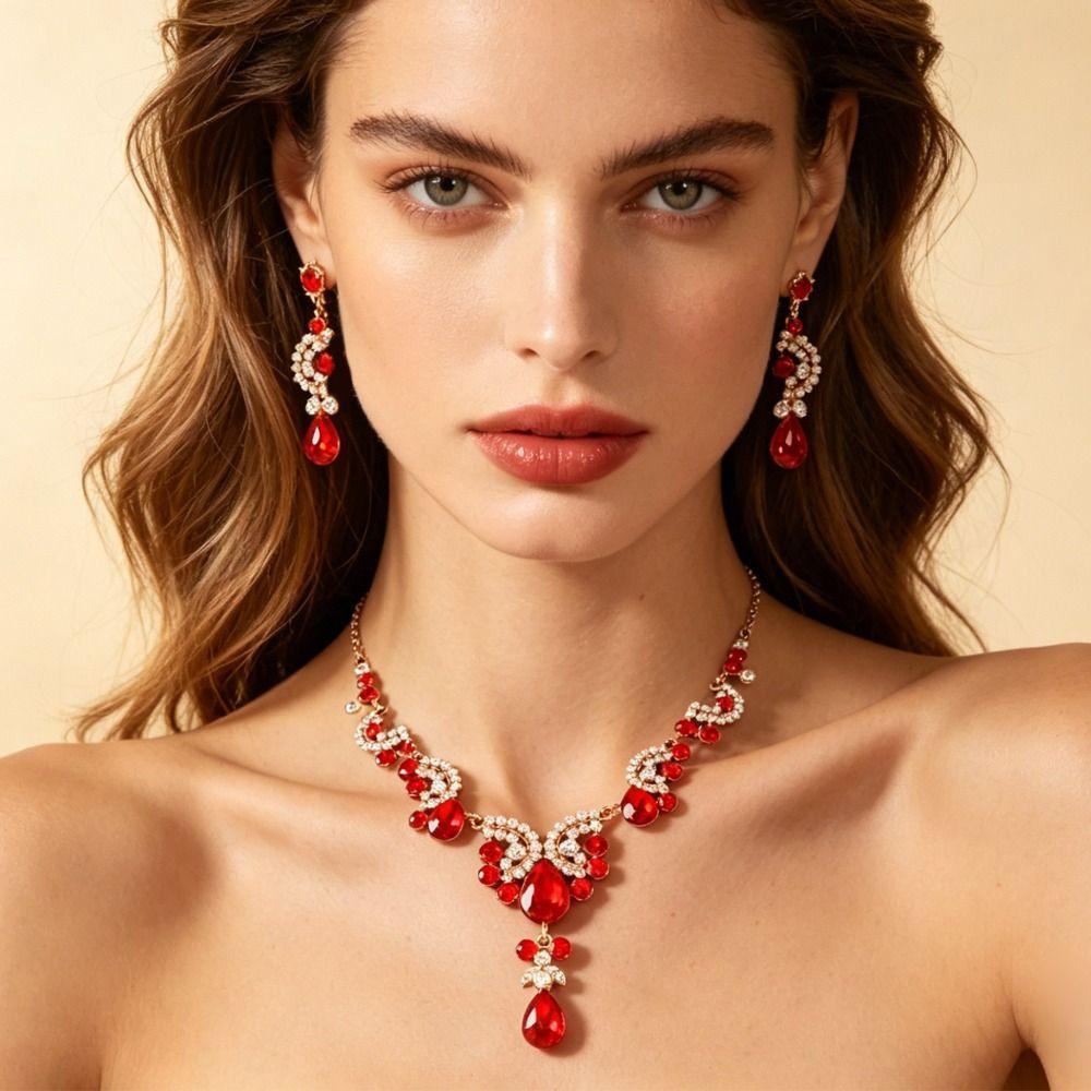 Shiny Rhinestone Jewelry Set Luxury Women's Jewelry Set Outfit Accessory