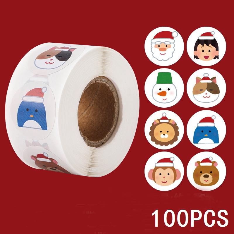 100-500pcs Merry Christmas Snowman Sticker Christmas Party Decor Sticker New Year Gift Box Sealed Baking Cake Tag