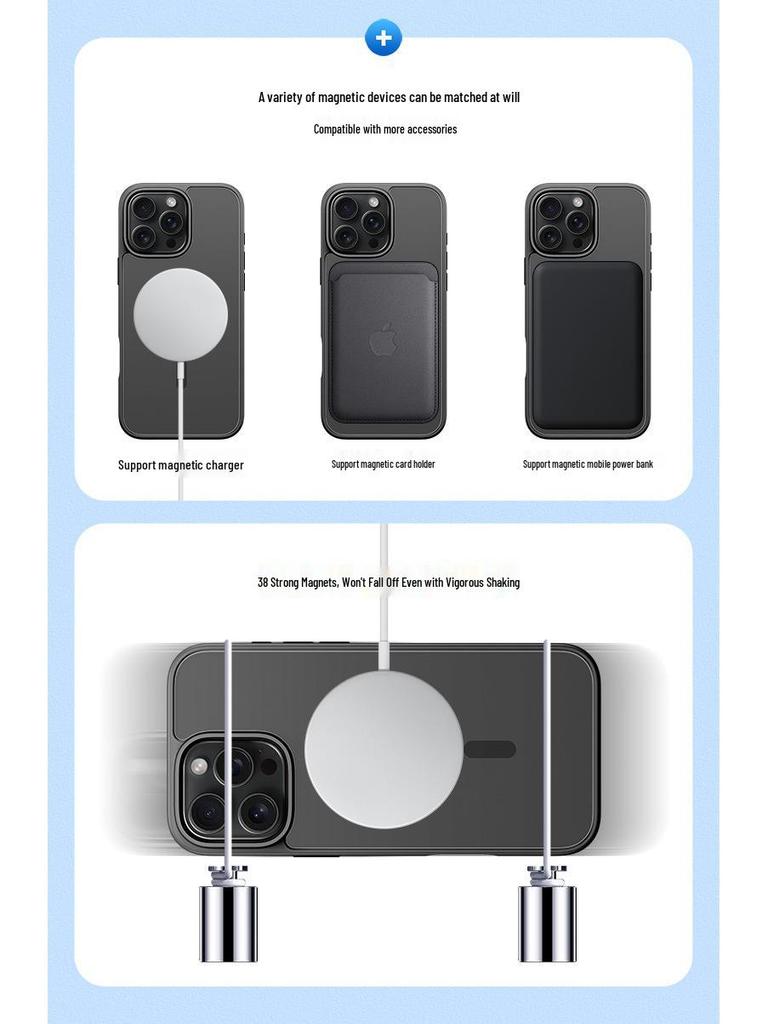 Applicable Magnetic Skin-Feel Protective Case for Apple iPhone 16e - Frosted Back Cover.