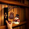 Creative Bookshelf Display Lamp Christmas Hanging Light, Snowman Book Nook Lamp, Metal Decorative Supports Floating Library Lantern Decor, Holiday
